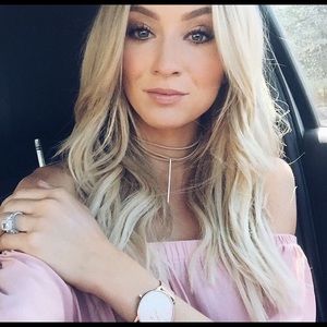 Lauren Bushnell pink embroidered blouse